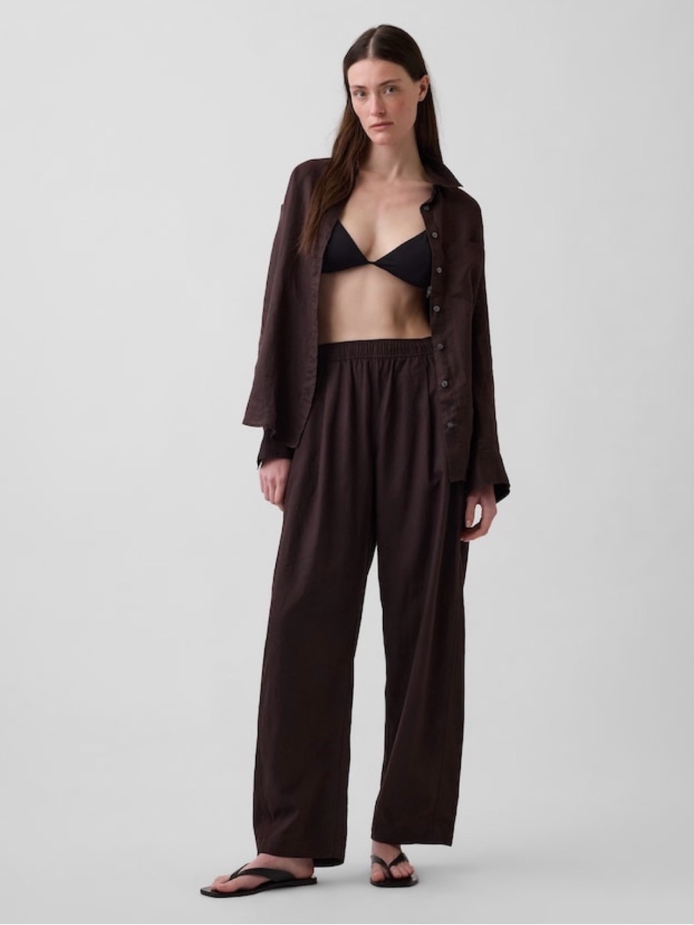 Gap Linen-Blend Easy Barrel Pants